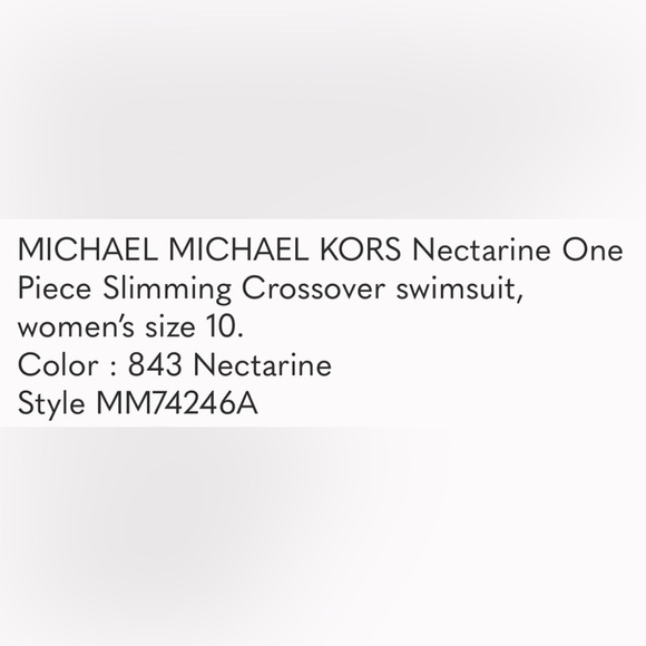 MICHAEL MICHAEL KORS Nectarine One Piece Slimming Crossover swimsuit size 10 EUC - Picture 6 of 6